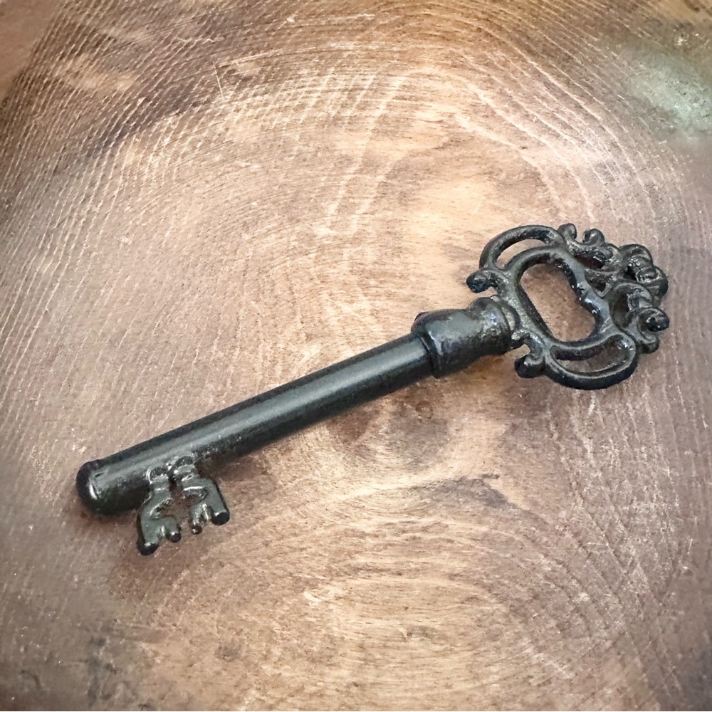 Key Large Vintage Black Skeleton Key Hidden Corkscrew black silver shelf decor